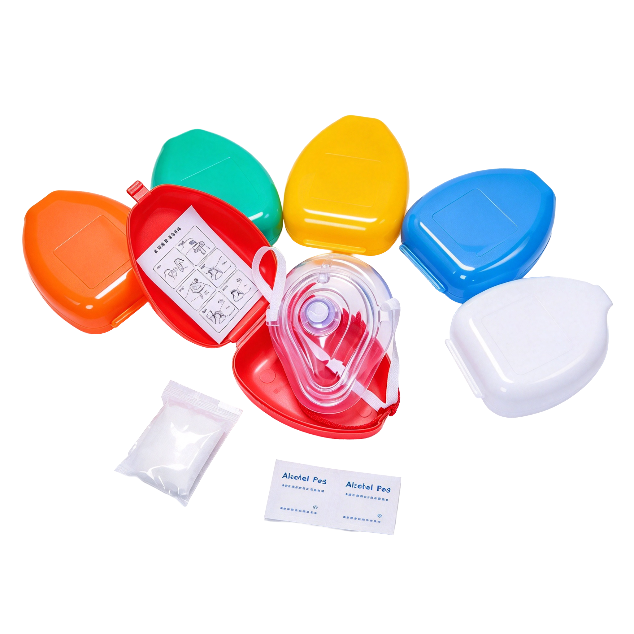 CPR mask kit with mask, valve and carry case