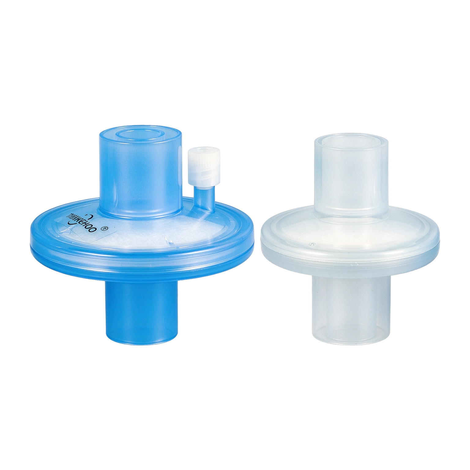 Bacterial viral filter with hydrophobic membrane and 22 mm/15 mm connectors for anesthesia circuit