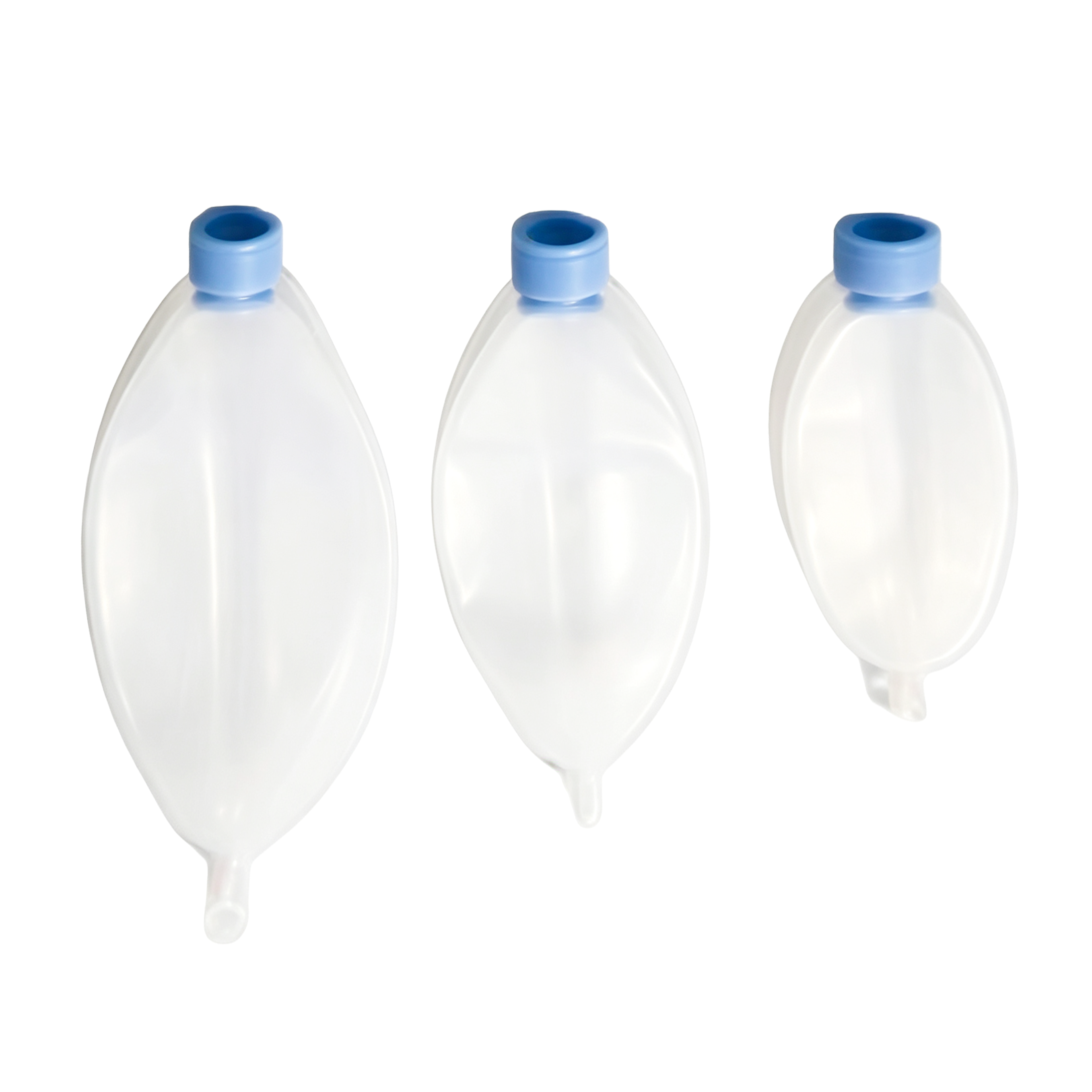Silicone rebreathing bags in 0.5L, 1L, 2L and 3L sizes
