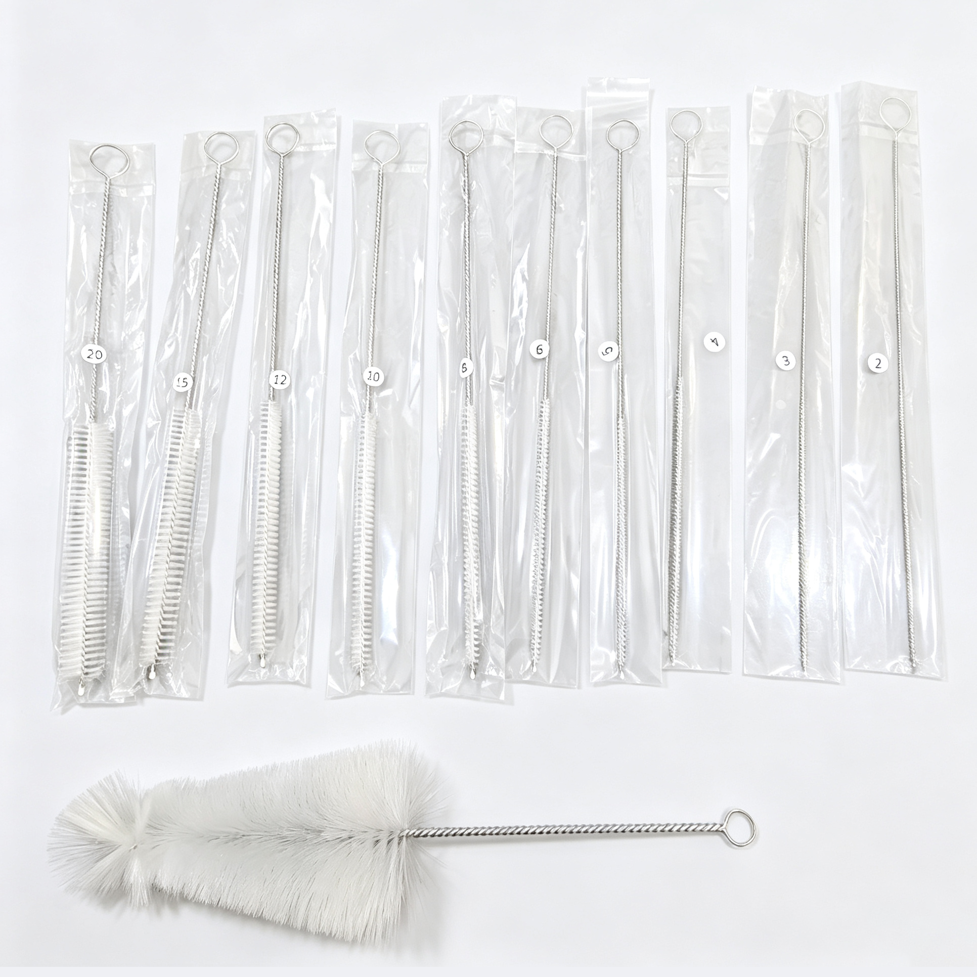 Multi‑Size Medical Pipe Cleaning Brush Stainless Steel Wire Nylon Bristle Brush