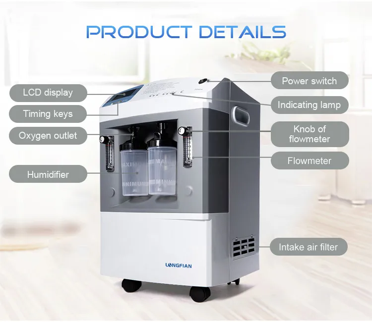 10L/ 5L Medical Equipment Portable Intelligent Home Oxygen Concentrator Dual Flow Oxygen Concentrator
