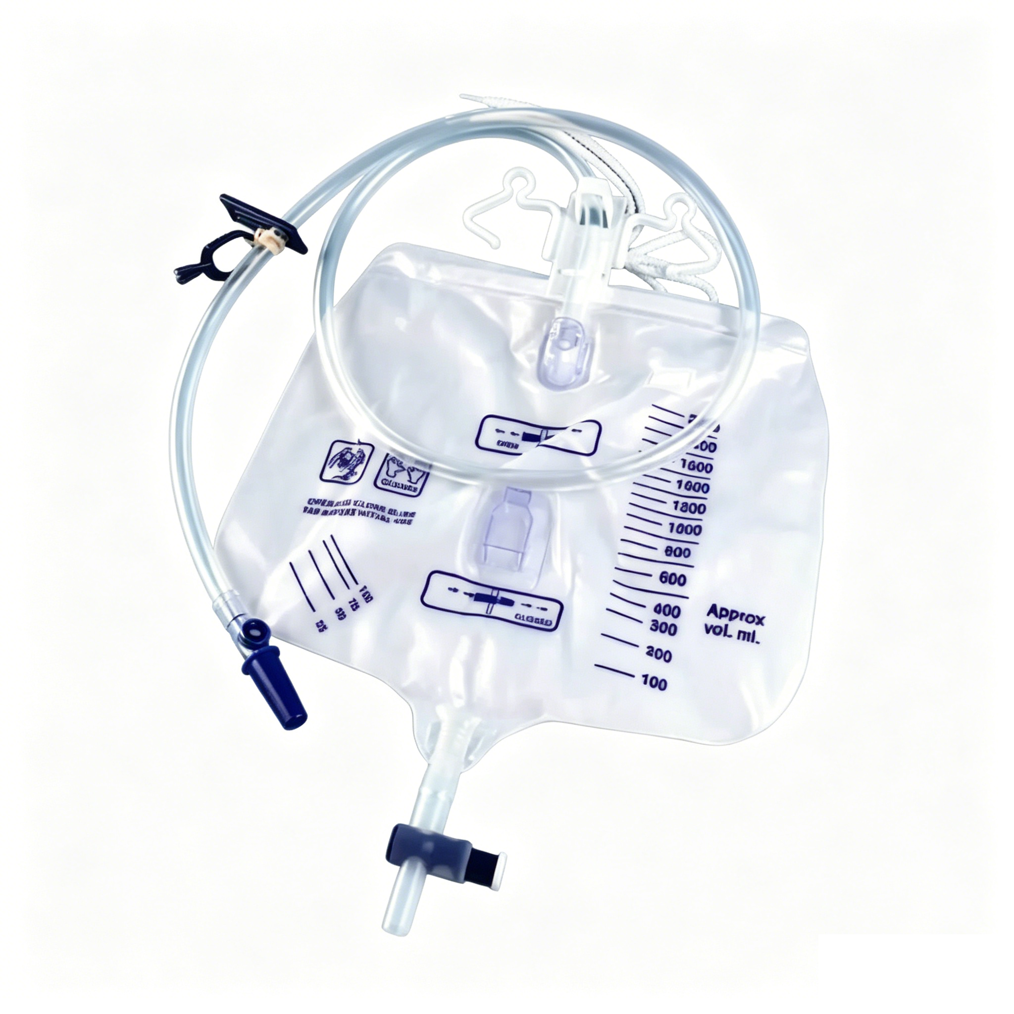 Disposable Urine Drainage Bag with 2000ml Capacity – Sterile Urinary Collection Bag with Anti-Reflux Valve for Bedside and Leg Use