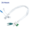 Sterile closed suction catheter with transparent sleeve and thumb control valve