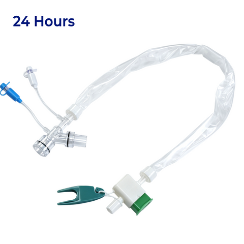 Sterile closed suction catheter with transparent sleeve and thumb control valve