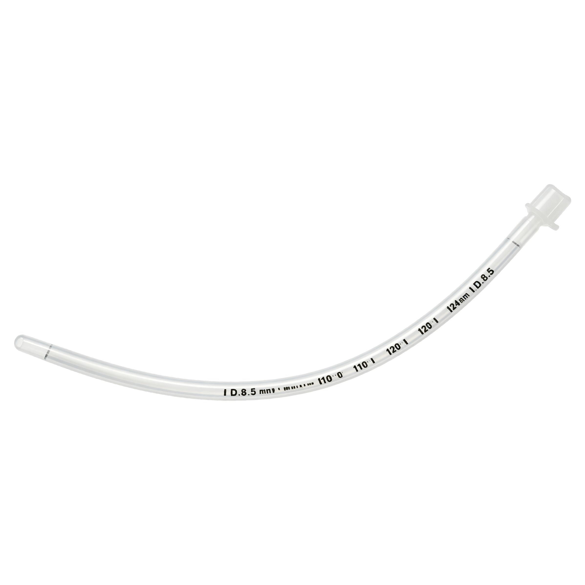 Standard uncuffed endotracheal tube, disposable, for pediatric intubation